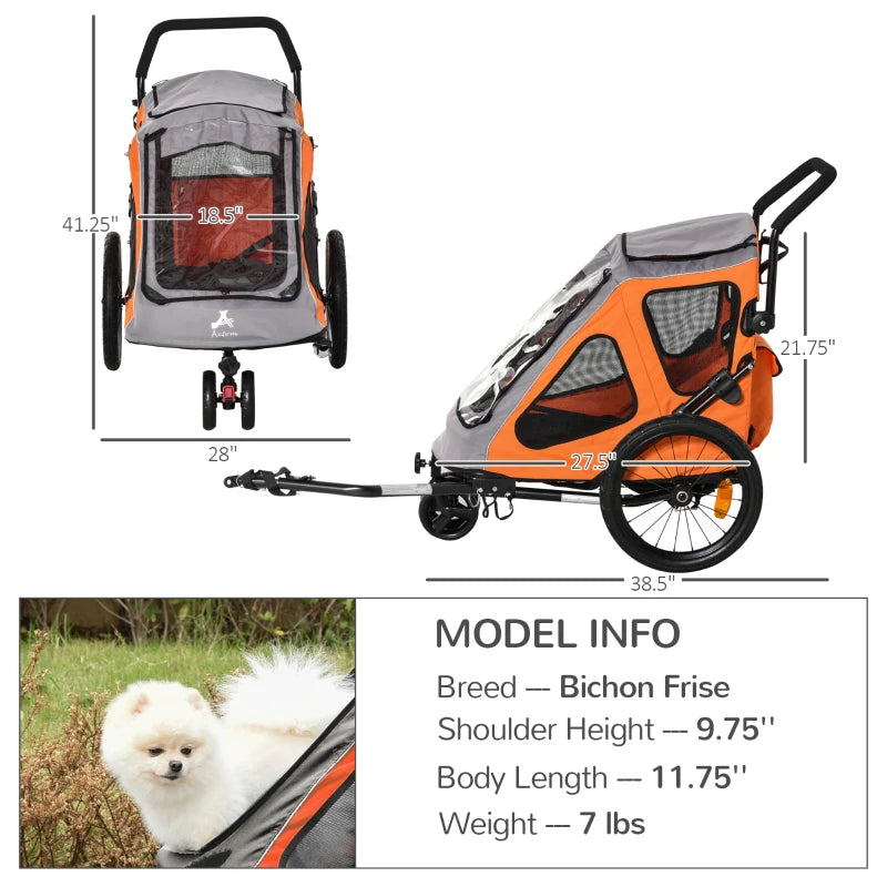 ShopEZ USA Pet Stroller Foldable with Mesh Windows Brakes and Cup Holder for Small Dogs