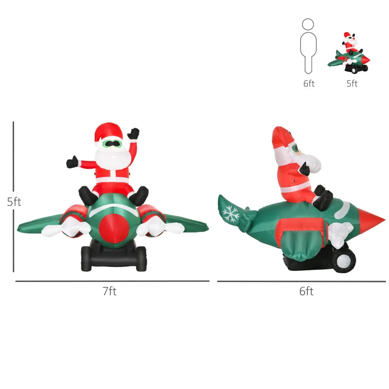 HOMCOM 7.3 ft Long Christmas Inflatable Santa Claus Flying A Plane wit –  ShopEZ USA