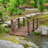 Outsunny Wooden Garden Bridge Arc Stained Finish Walkway with Metal Chain Railings