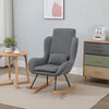 HOMCOM Modern Rocking Chair with Removable Lumbar Pillow Fabric Sofa Armchair with Thick Padding, Metal Frame, Wood Base for Living Room, Light Grey