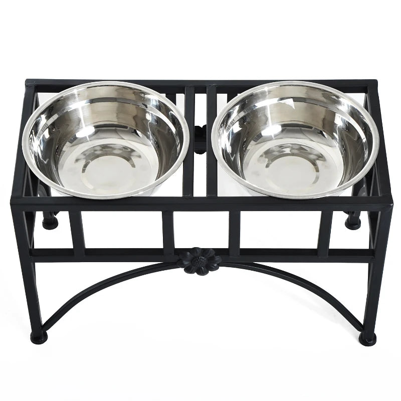 Open Box PawHut 17" Double Stainless Steel Heavy Duty Dog Food Bowl Elevated Pet Feeding Station