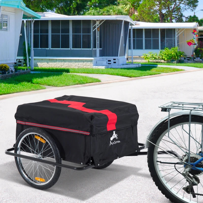 ShopEZ USA Bicycle Cargo Trailer with Removable Box and Waterproof Cover, Bike Wagon Trailer with Two 16in Wheels