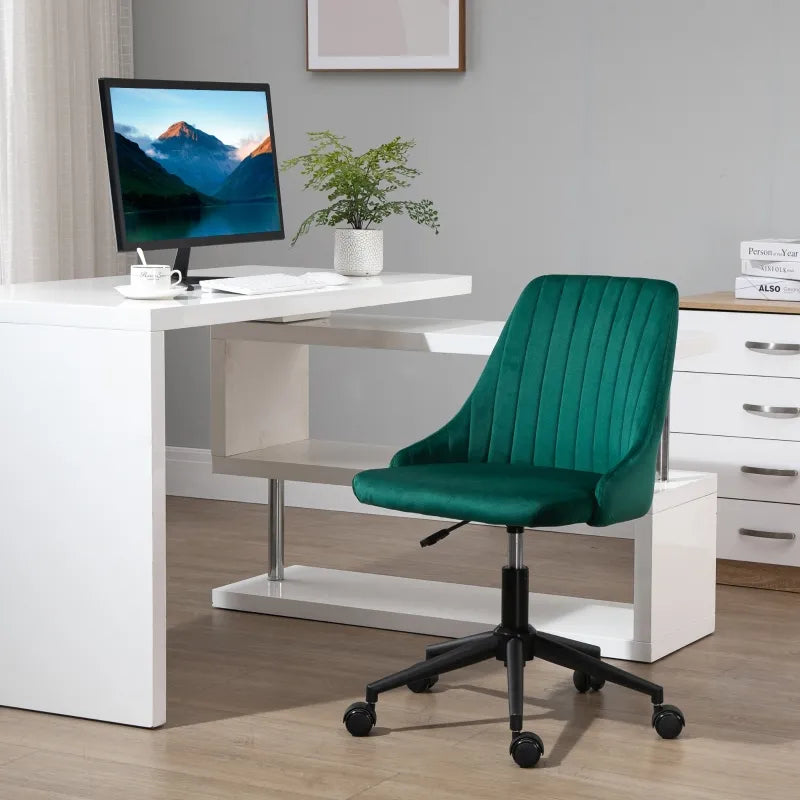 Vinsetto Mid-Back Swivel Office Velvet Fabric Scallop Shape Computer Desk Chair, Pink