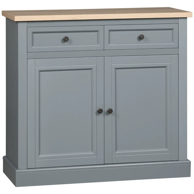 HOMCOM Sideboard Buffet Cabinet, Kitchen Cabinet, Coffee Bar Cabinet with 2 Drawers and Double Door Cupboard for Living Room, Entryway, Dark Gray
