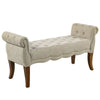 HOMCOM Traditional Style End of Bed Bench, Upholstered Entryway Bench with Button Tufted and Rounded Arm, Beige