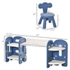 Qaba Kids Adjustable Table and Chair Set, 2 Piece, Blue and White