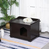 PawHut Wooden Cat Litter Box Enclosure Furniture Style Kitten Washroom with Rotated Door End Table Hideaway, Brown