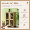 PawHut Outdoor Cat House, Wooden Catio on Wheels, Large Kitten Playpen with Weather Protection Roof, 2 Platforms, Resting Condo, Enter Door 36"L