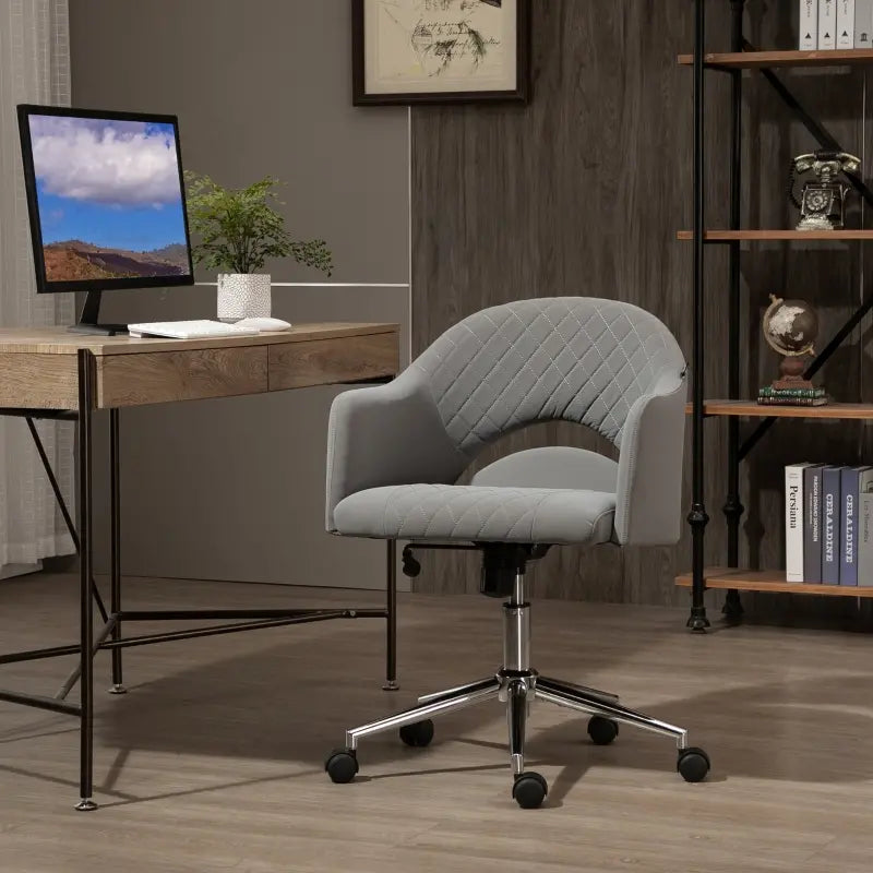 Vinsetto Mid Back Home Office Chair, Computer Desk Chair with Adjustable Height and Padded Seat, Grey