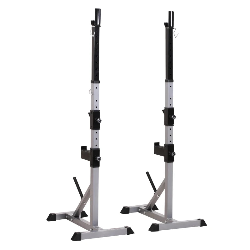 Soozier 2 Piece Pair Steel Height Adjustable Barbell Squat Rack