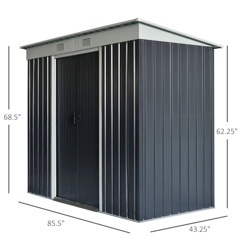 Outsunny 6' x 4' Metal Outdoor Storage Shed, Garden Tool Storage House Organizer with Sliding Doors, Lock and 2 Vents, for Backyard Patio Lawn, Black