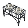 PawHut Stainless Steel Adjustable Height Pet Dog Elevated Double Bowl Diner Feeder Dish