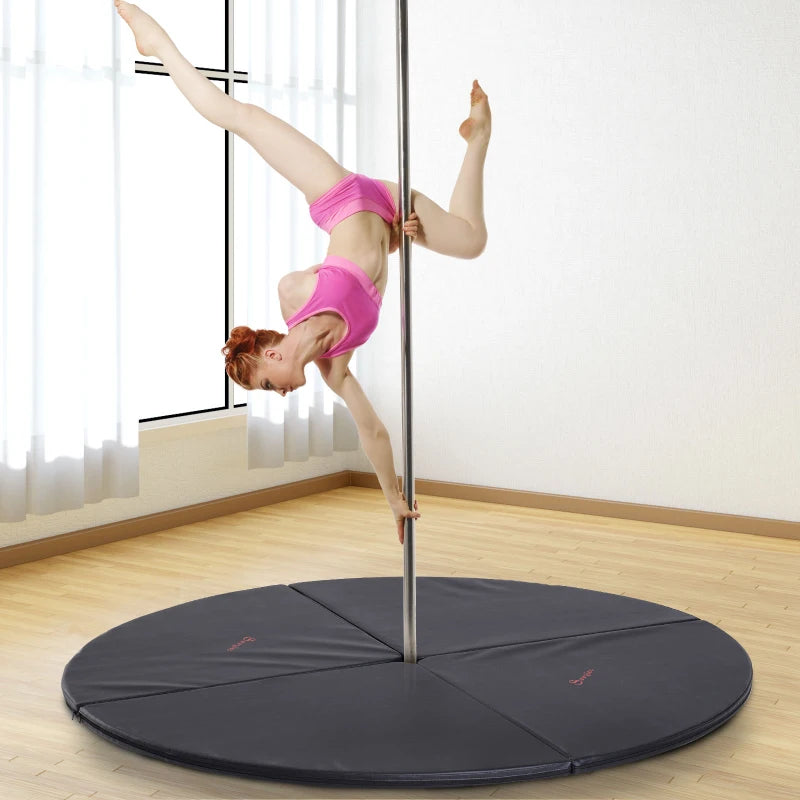 Soozier Extra-Protective Pole Dance Mat with Folding and Handle, Lightweight Pole Crash Mat, Soft Pole Dancing Floor Mat, Grey