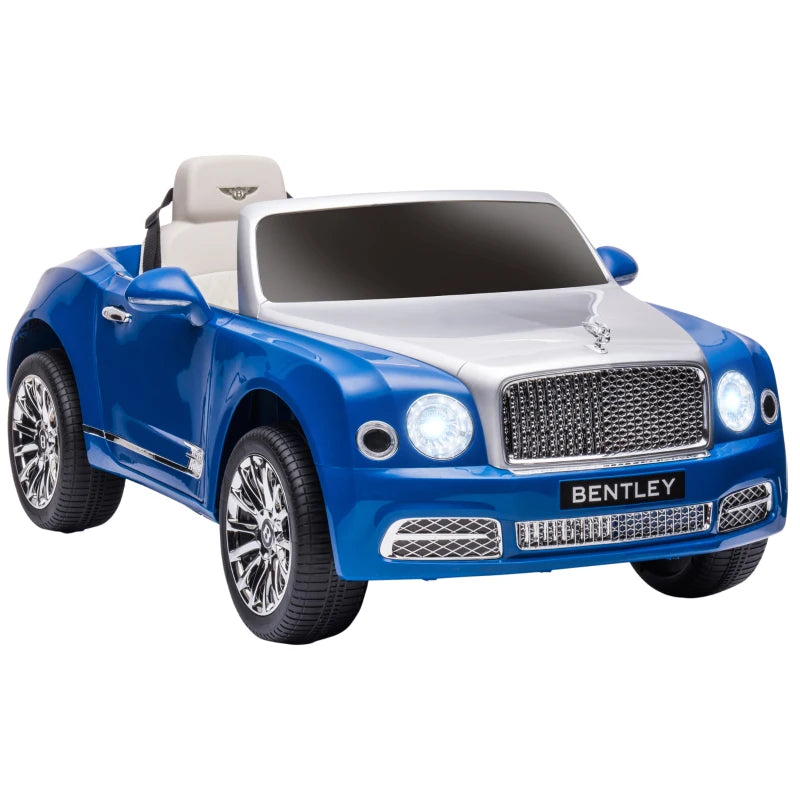 ShopEZ USA 12V Bentley Mulsanne Licensed Electric Ride On Car with Parent Control, Battery Powered Car with LED Lights, MP3, Horn, Music, 2 Motors, for 37-72 Months, Blue