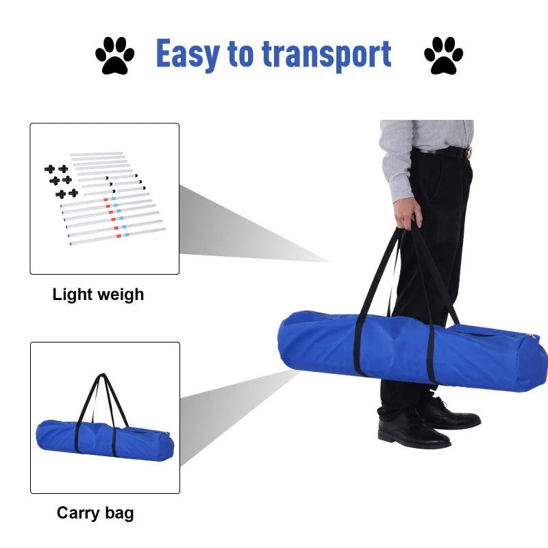 PawHut Dog Agility Equipment Dog Weave Pole Set Agility Starter Kit Pet Outdoor Exercise Training Set