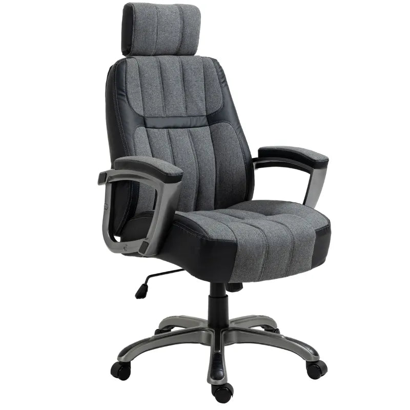 Vinsetto High-Back Home Office Desk Chair with Spandex Fabric, Thick Padding with 360 Swivel Wheels - Grey